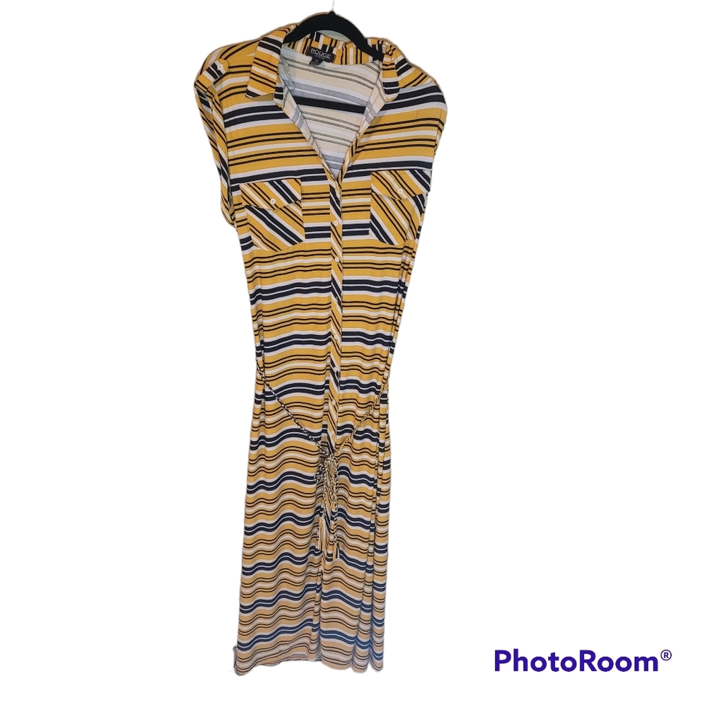 Rogue gold, black, & white striped maxi dress. Size 1X